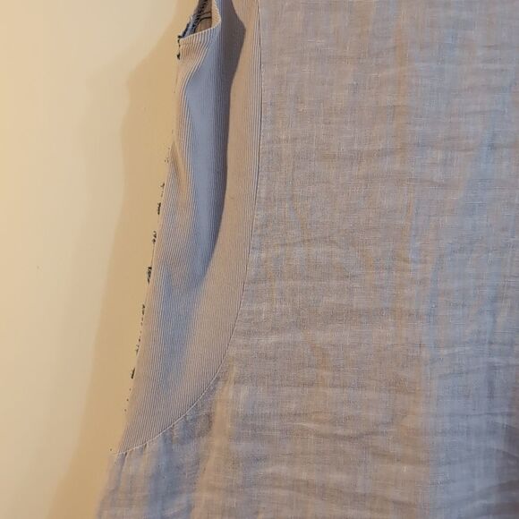 Lungo L'arno Blue Embroidered 💯 linen dress size M - Picture 3 of 10